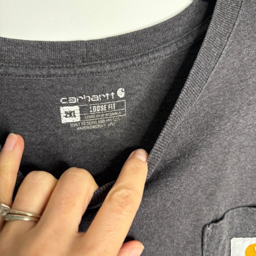 J9 Carhartt Loose Fit Mens 2XL Tall Gray Long Sleeve Shirt‎ With Pocket Crewneck
